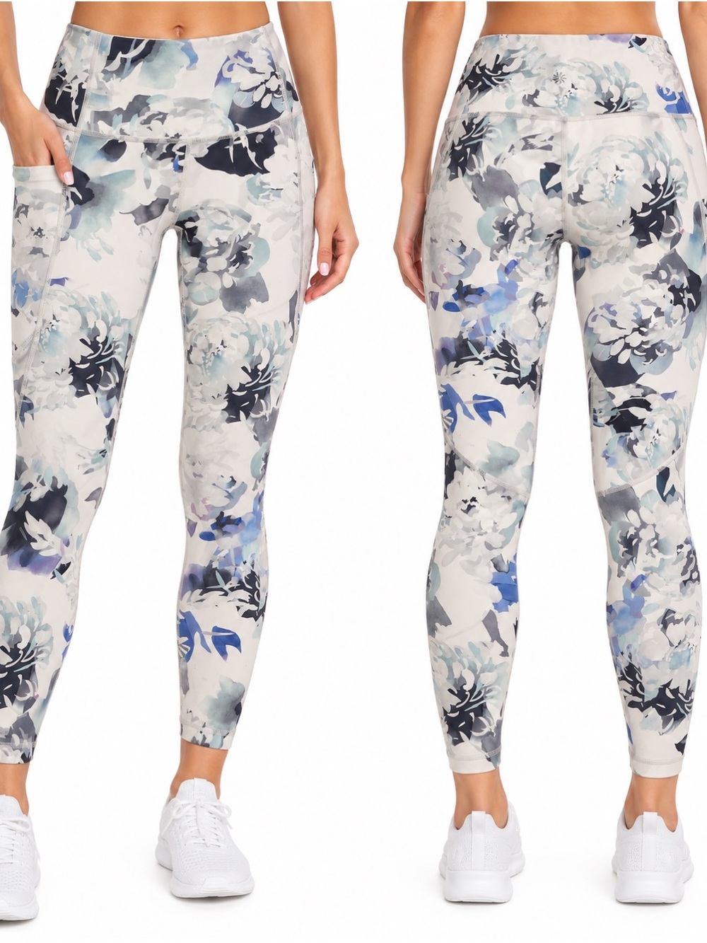 Athleta Cream Floral High-Waist Pocket leggings - 1064